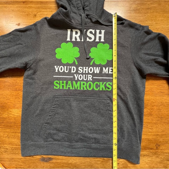 ⭐️ Irish You'd Show Me Your Shamrocks St. Patrick's Day Pullover Hoodie LARGE - Picture 9 of 10